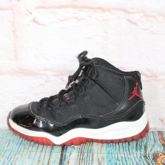 Nike Other - Nike Air Jordan 11 Retro Bred Black Patent Leather Mesh Shoes Size 11 C